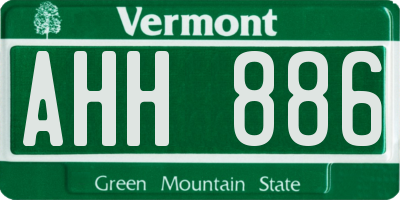 VT license plate AHH886