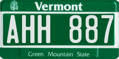 VT license plate AHH887
