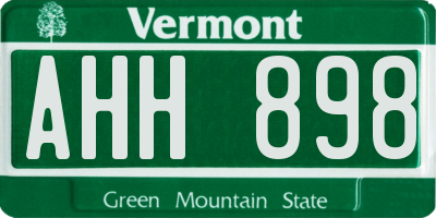 VT license plate AHH898