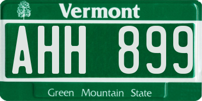 VT license plate AHH899