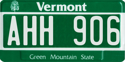 VT license plate AHH906