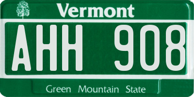 VT license plate AHH908