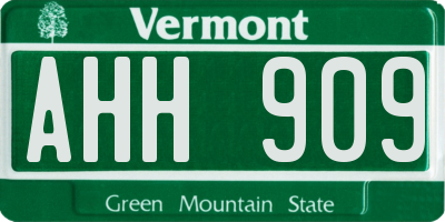 VT license plate AHH909