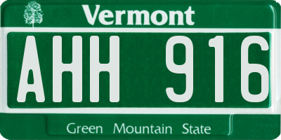 VT license plate AHH916