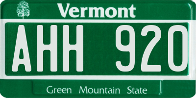 VT license plate AHH920
