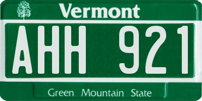 VT license plate AHH921
