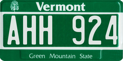 VT license plate AHH924