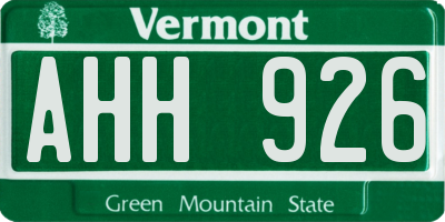 VT license plate AHH926