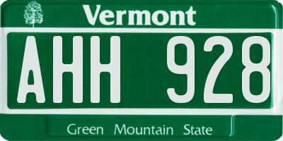 VT license plate AHH928