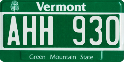 VT license plate AHH930