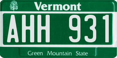 VT license plate AHH931