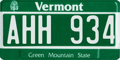 VT license plate AHH934