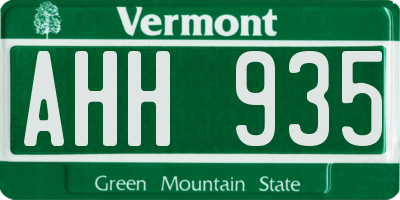 VT license plate AHH935