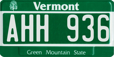 VT license plate AHH936
