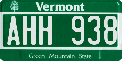 VT license plate AHH938