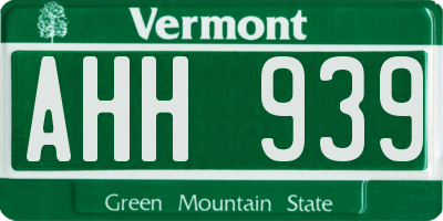 VT license plate AHH939