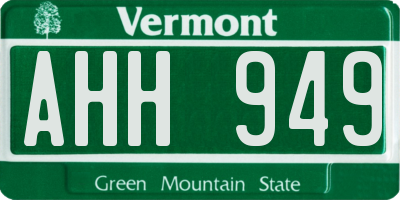 VT license plate AHH949