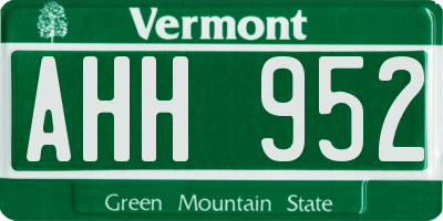 VT license plate AHH952