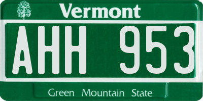 VT license plate AHH953