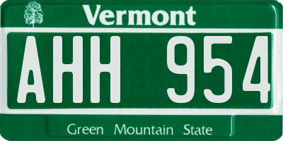 VT license plate AHH954