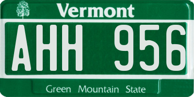 VT license plate AHH956