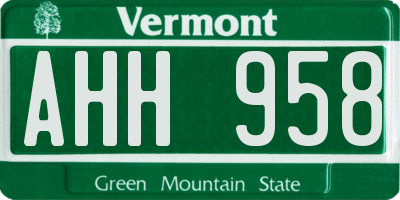 VT license plate AHH958