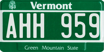 VT license plate AHH959