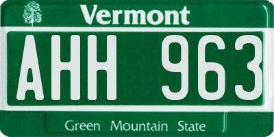 VT license plate AHH963