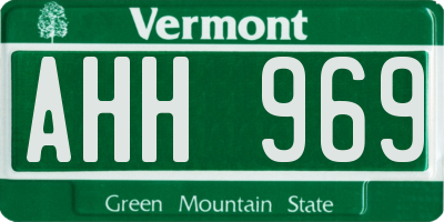 VT license plate AHH969