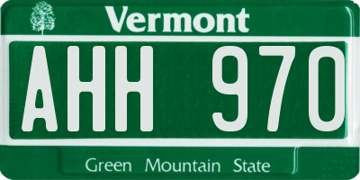VT license plate AHH970