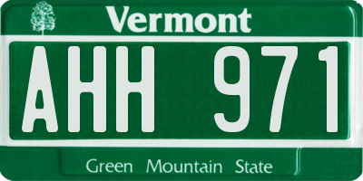 VT license plate AHH971