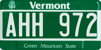VT license plate AHH972