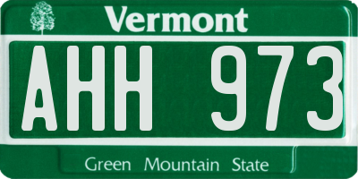 VT license plate AHH973