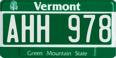VT license plate AHH978