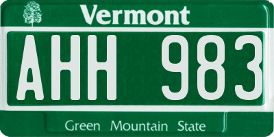 VT license plate AHH983