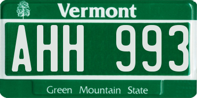 VT license plate AHH993
