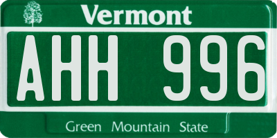 VT license plate AHH996