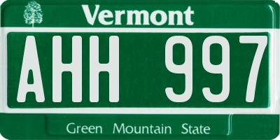 VT license plate AHH997