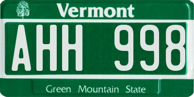 VT license plate AHH998