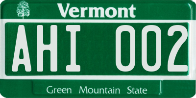 VT license plate AHI002