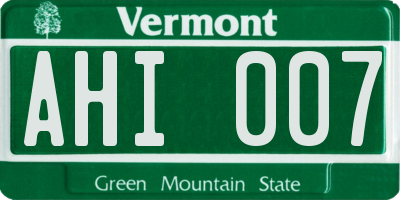 VT license plate AHI007