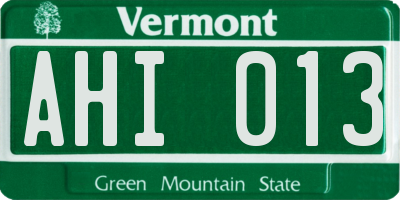 VT license plate AHI013