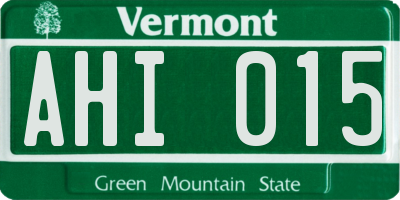 VT license plate AHI015
