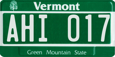 VT license plate AHI017