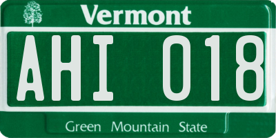 VT license plate AHI018