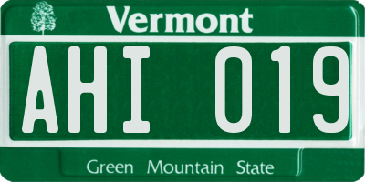 VT license plate AHI019