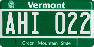 VT license plate AHI022