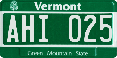 VT license plate AHI025