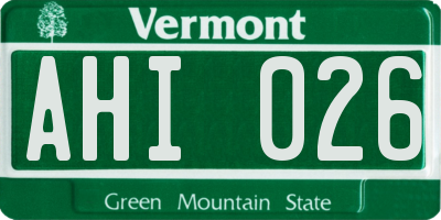 VT license plate AHI026