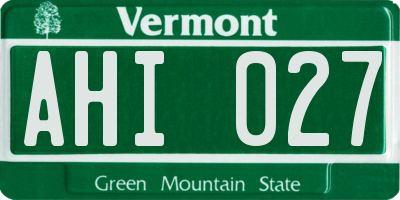 VT license plate AHI027
